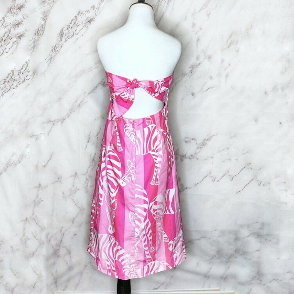 Vintage Lilly Pulitzer Zebra Pink Strapless Dress - Picture 2 of 4
